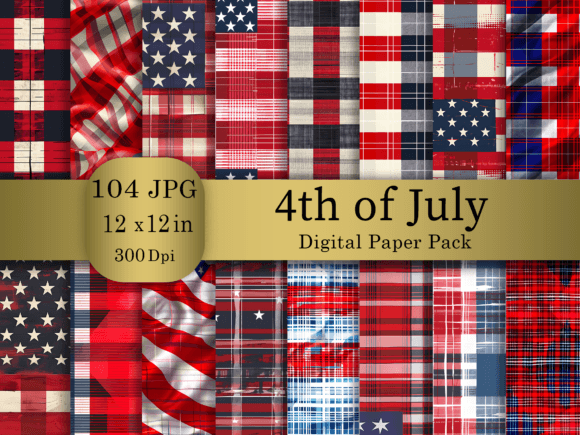 4th of July Digital Paper Bundle: Elevating Patriotic Creativity for Modern Projects
