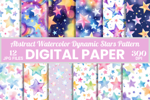 Abstract Watercolor Dynamic Stars Pattern: A Versatile Digital Asset for 2024 Creatives