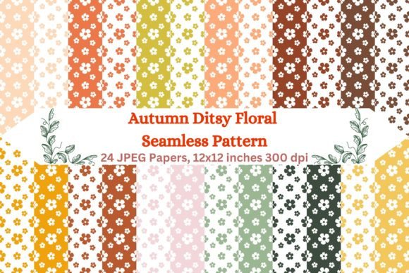 Autumn Ditsy Floral Seamless Pattern
