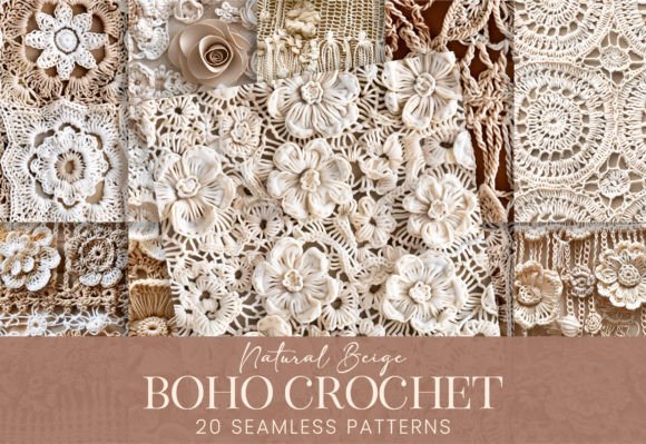 Boho Beige Crochet Fashion: The Ultimate Fiber Texture for Creative Sublimation and DIY Projects