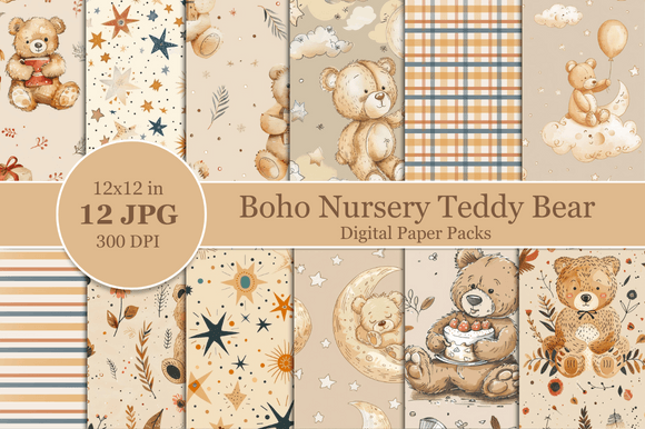 Boho Nursery Baby Shower Digital Paper