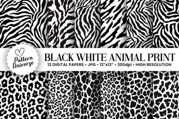Elevating Creative Projects with Black White Animal Print Digital Paper
