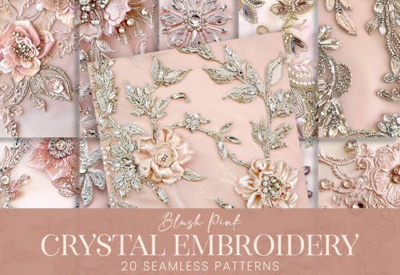 Elevating Creative Workflows with Blush Pink Crystal Embroidered Satin