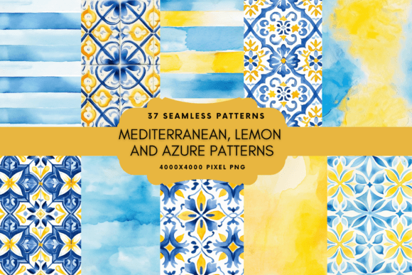 Mediterranean, Lemon Azure Pattern: A Vibrant Design Resource