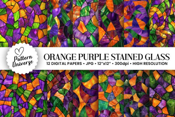 Purple Orange Green Stained Glass: A Vibrant Digital Asset for Modern Creators