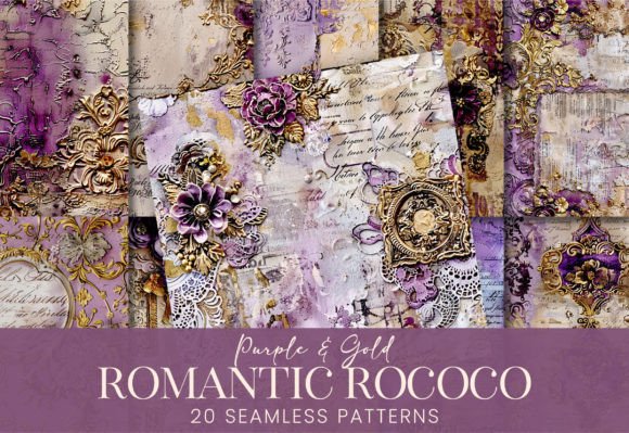 Romantic Rococo Purple Gold Old Lace