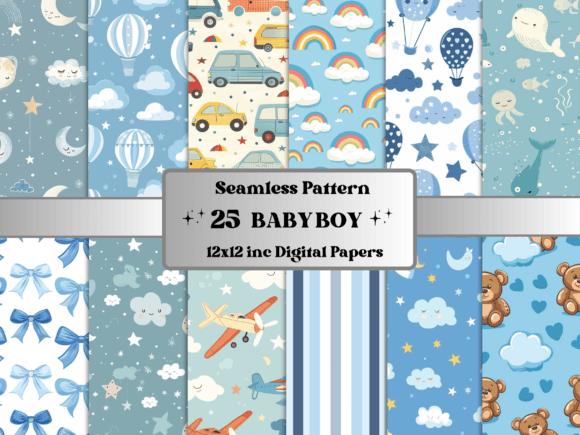 Seamless Baby Boy Pattern Paper for Premium Design Projects