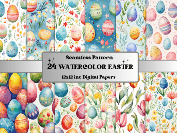 Seamless Watercolor Easter Pattern Paper for Designers