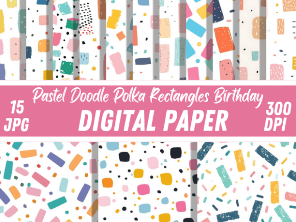 Unleash Creativity with the Doodle Polka Dots Rectangles Pattern Bundle