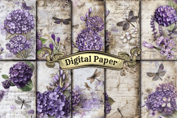 Unlocking Creativity with the Purple Hydrangea Junk Journal Digital Paper Set