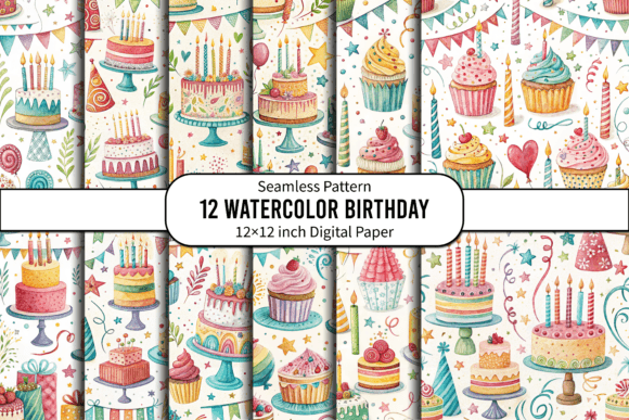 Vibrant Birthday Cakes Candles Pattern