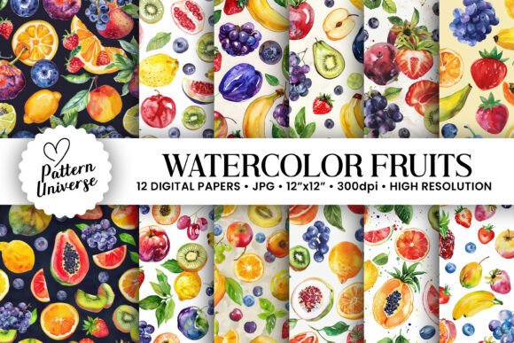 Watercolor Fruits Digital Papers